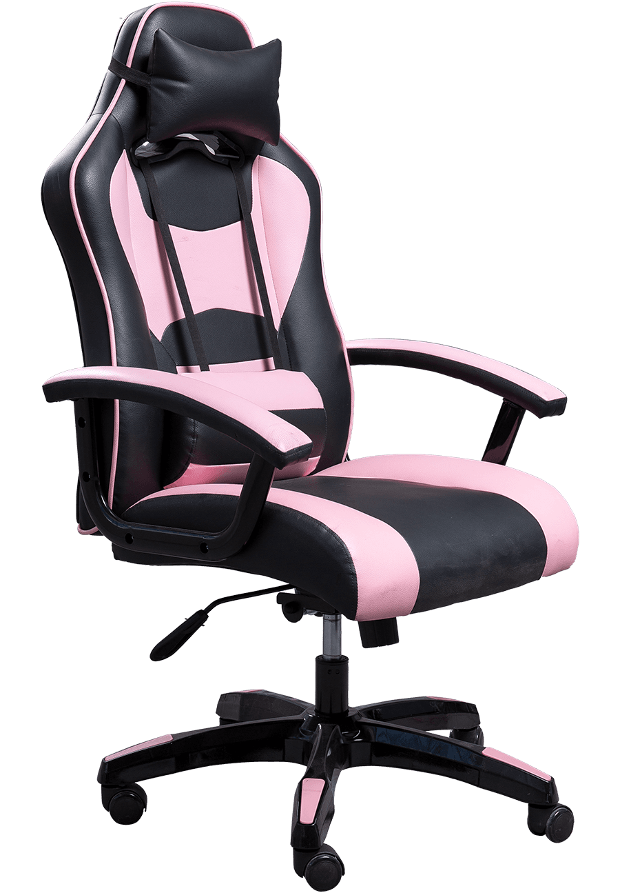 Superieure kwaliteit zwart roze PU lederen bureaustoel Comfortabel zittende PC Gamer Racing stoel details